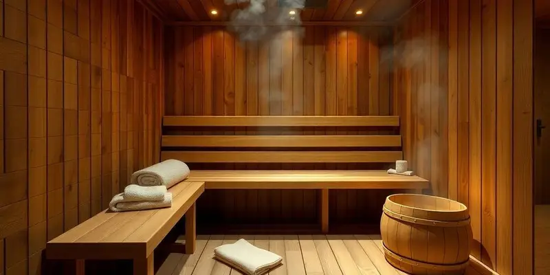 Ältere Person entspannt auf der Holzbank in der Sauna