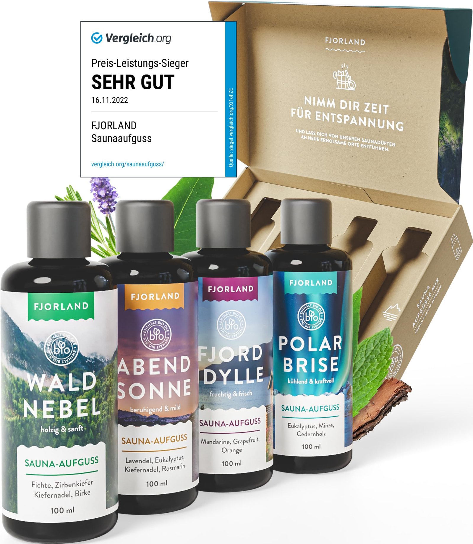Fjorland Saunaaufguss Set BIO 4 x 100 ml