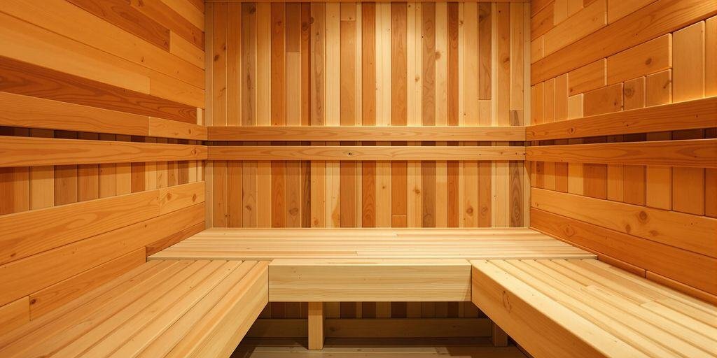 Verschiedene Holzproben für den Saunabau nebeneinander