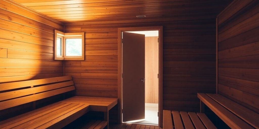 Lüftungsschlitz in einer Holzsauna nahe dem Ofen