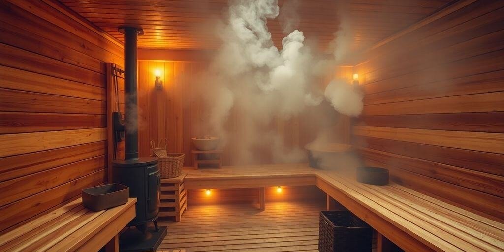 Traditionelle Holzsauna am See in Skandinavien