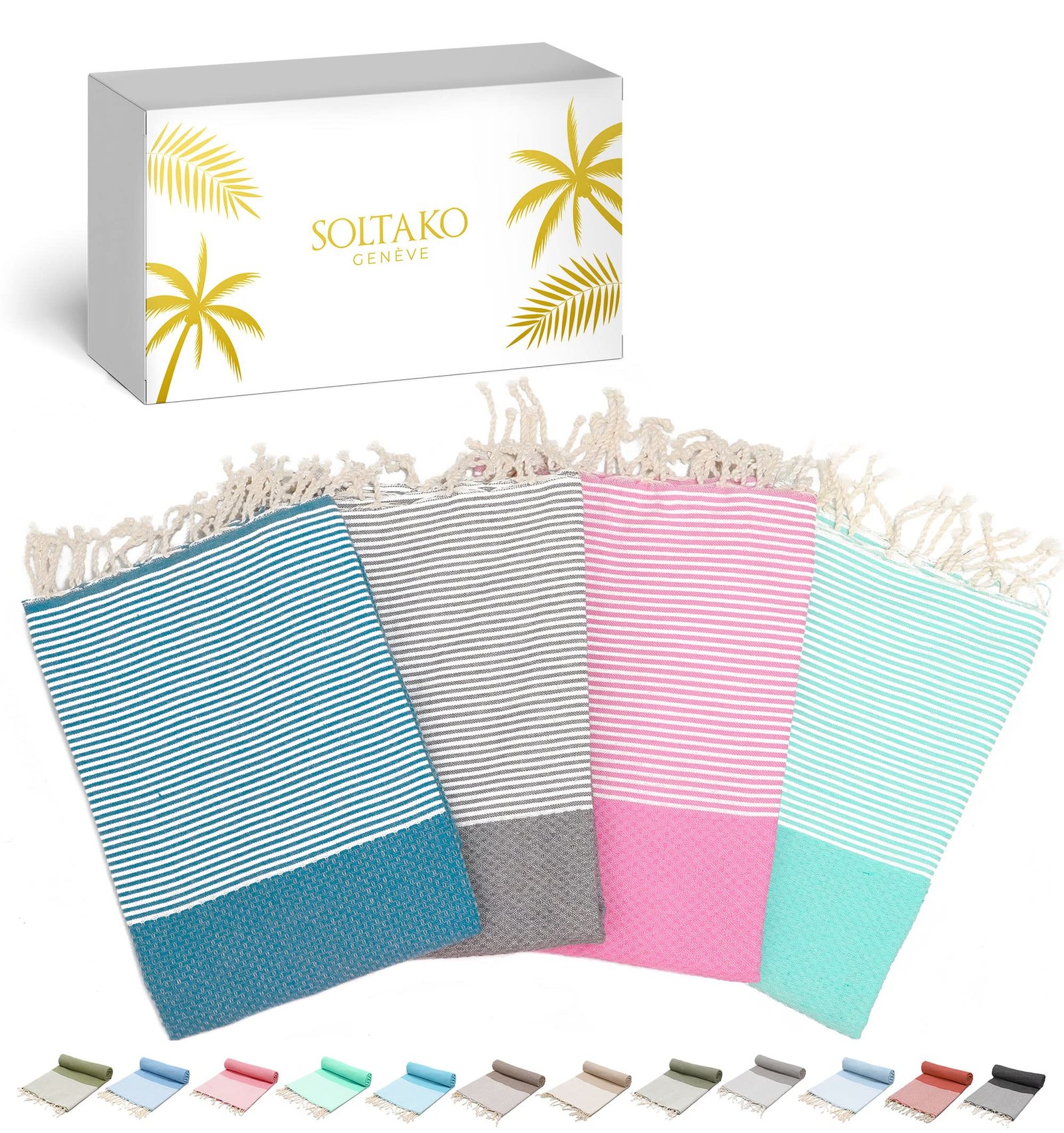 SOLTAKO Fouta Santorini Premium 4er-Set